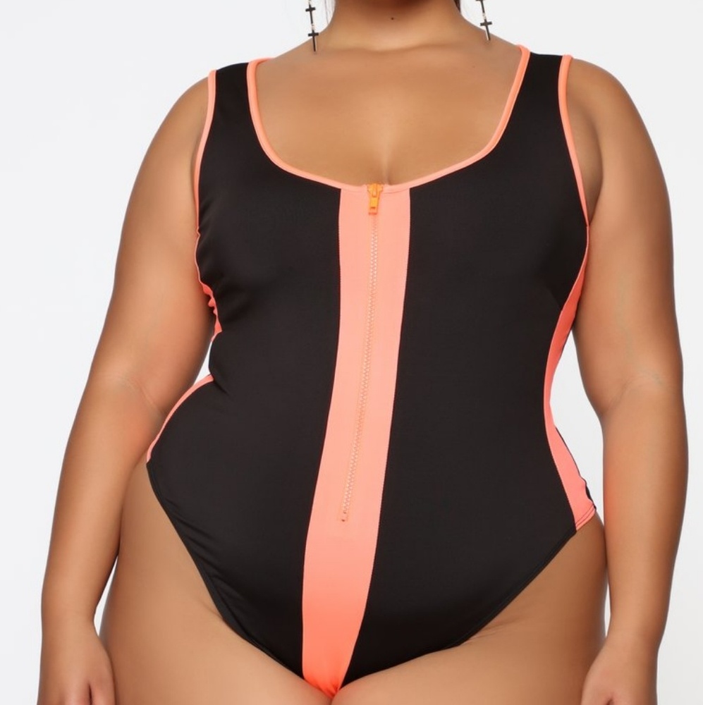 Black and coral bodysuit